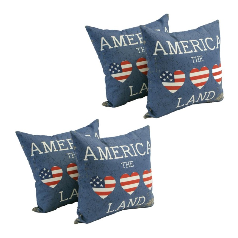Spun Polyester 17-Inch Outdoor Throw Pillows (Set of 4)
