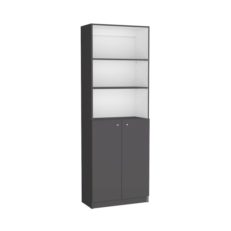 Vinton 2-Door Bookcase With Upper Shelves