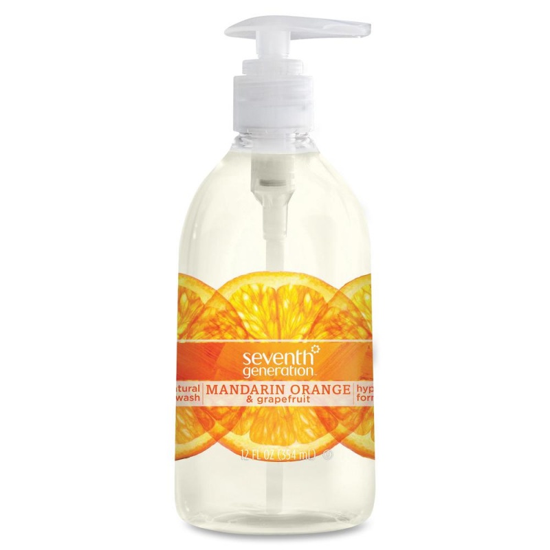Seventh Generation Hand Wash - Mandarin Orange And Grapefruit Scentfor - 12 Fl Oz (354.9 Ml) - Pump Bottle Dispenser - Hand - Orange - Rich Lather, Triclosan-Free, Non-Toxic, Dye-Free, Bio-Based, Phth