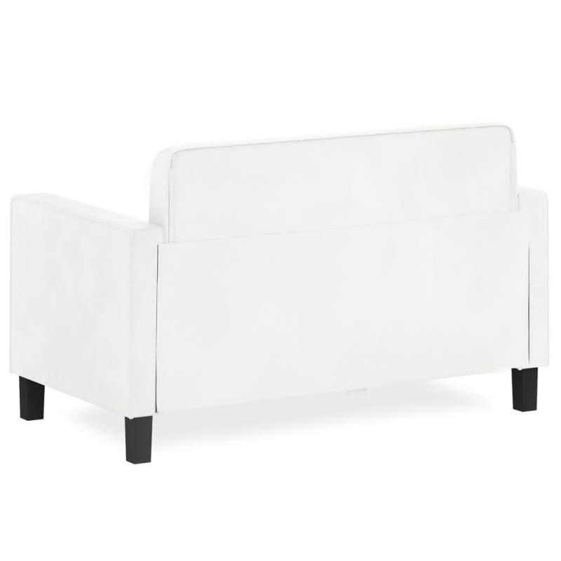 Furinno Brive Contemporary Tufted Loveseat, White Faux Leather