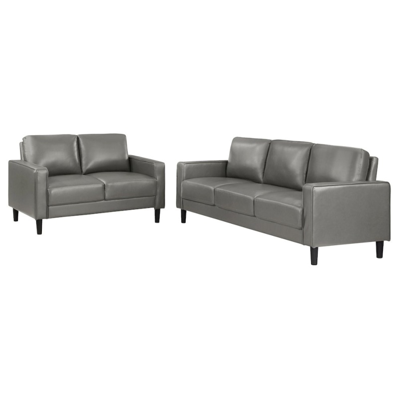 Ruth 2-Piece Upholstered Track Arm Sofa Set Grey