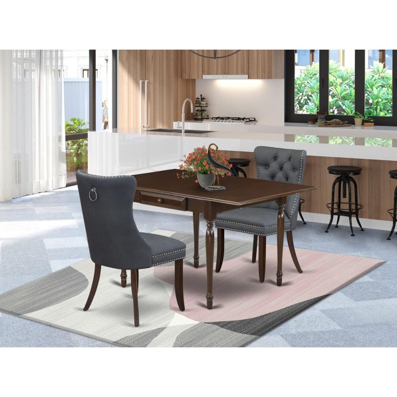 3 Piece Kitchen Table Set with Rectangle Dining Table and Dropleaf