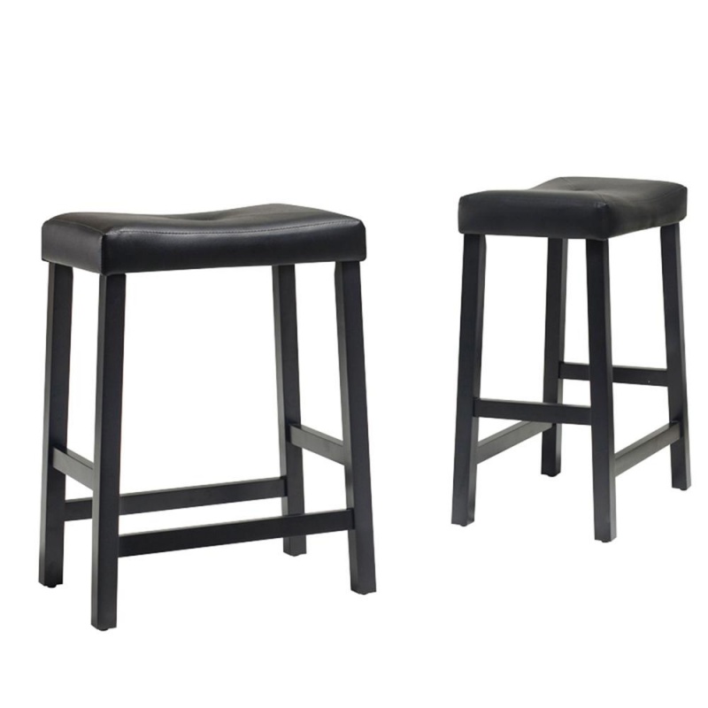 Upholstered Saddle Seat 2Pc Counter Height Bar Stool Set - 2 Stools