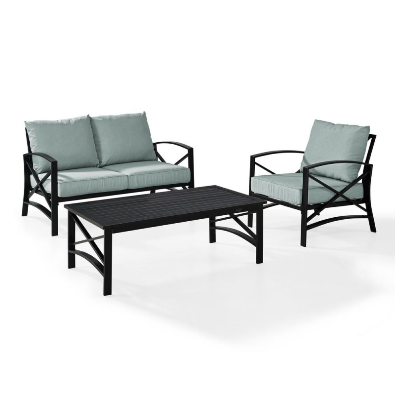 Kaplan 3-Piece Outdoor Metal Conversation Set by Crosley Furniture