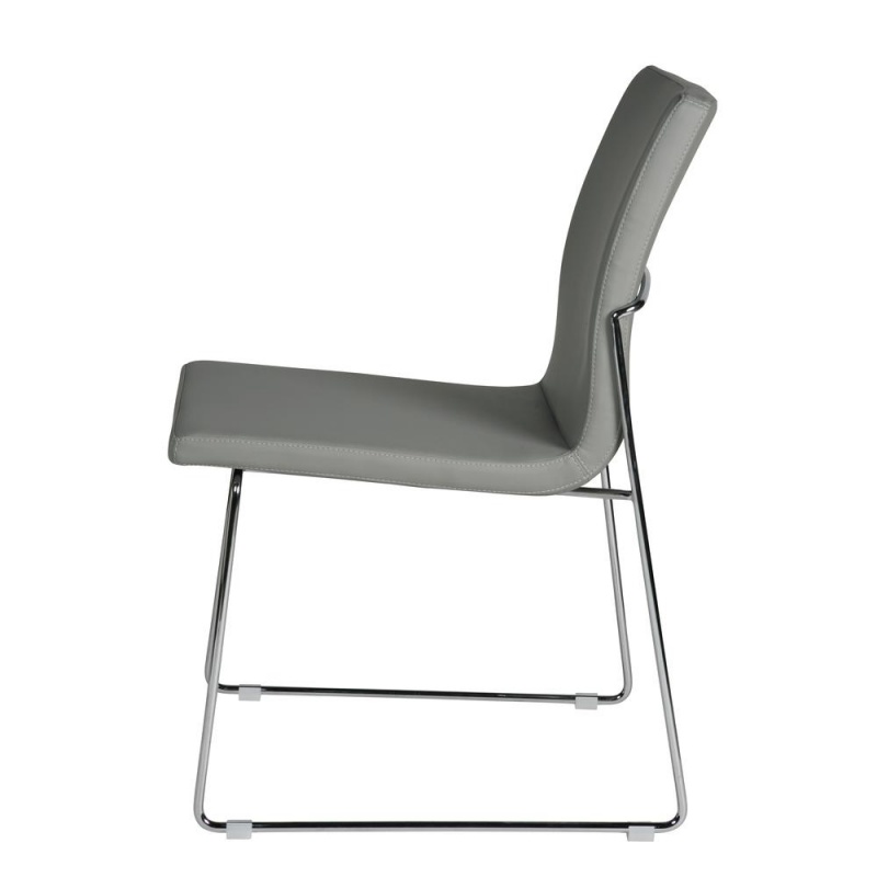 Marco Dining Chair Gray Faux Leather Chrome Frame
