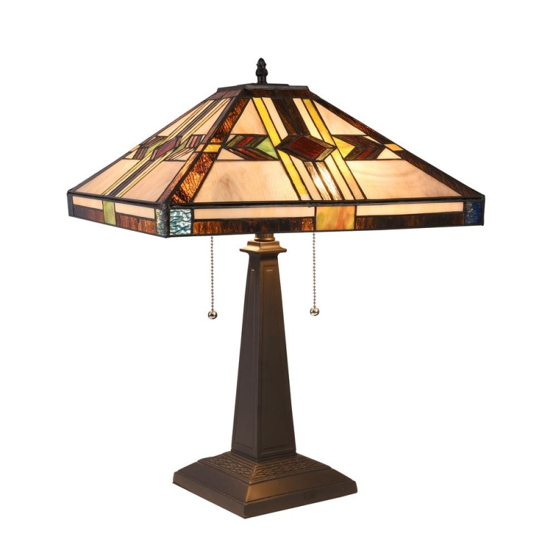 Chloe Lighting Carla Tiffany-Style Mission Blackish Bronze 2 Light Table Lamp 16" Shade