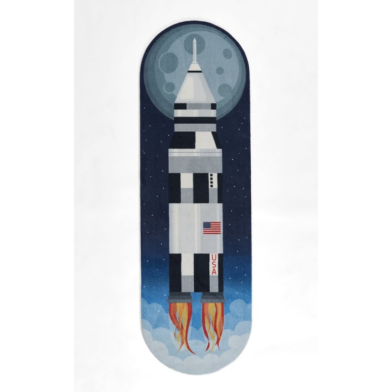 Playground Rocket Blue Kid Rug 2'4" x 7'7"