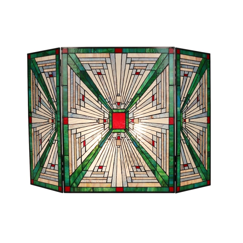 Innes Tiffany-Style 3Pcs Folding Mission Fireplace Screen 45" Wide