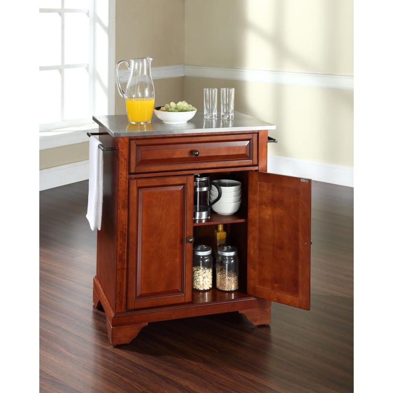 Lafayette Stainless Steel Top Portable Kitchen Island/Cart Cherry/Stainless Steel