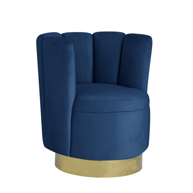 Ellis Velvet Upholstered Swivel Accent Chair In Blue