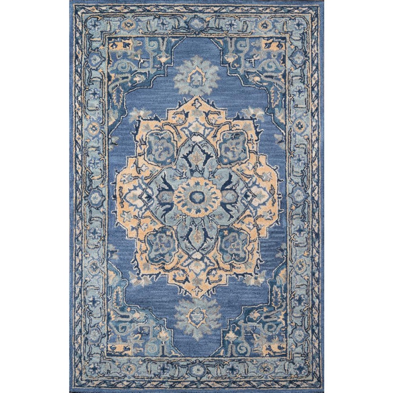 Traditional Runner Area Rug, Denim, 2'3" X 7'10" Runner