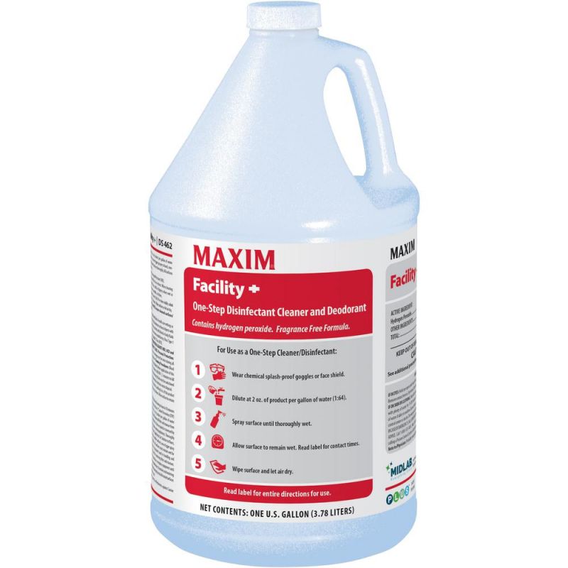 Maxim Facility+ One Step Disinfectant - 128 Fl Oz (4 Quart) - 4 / Carton - Clear