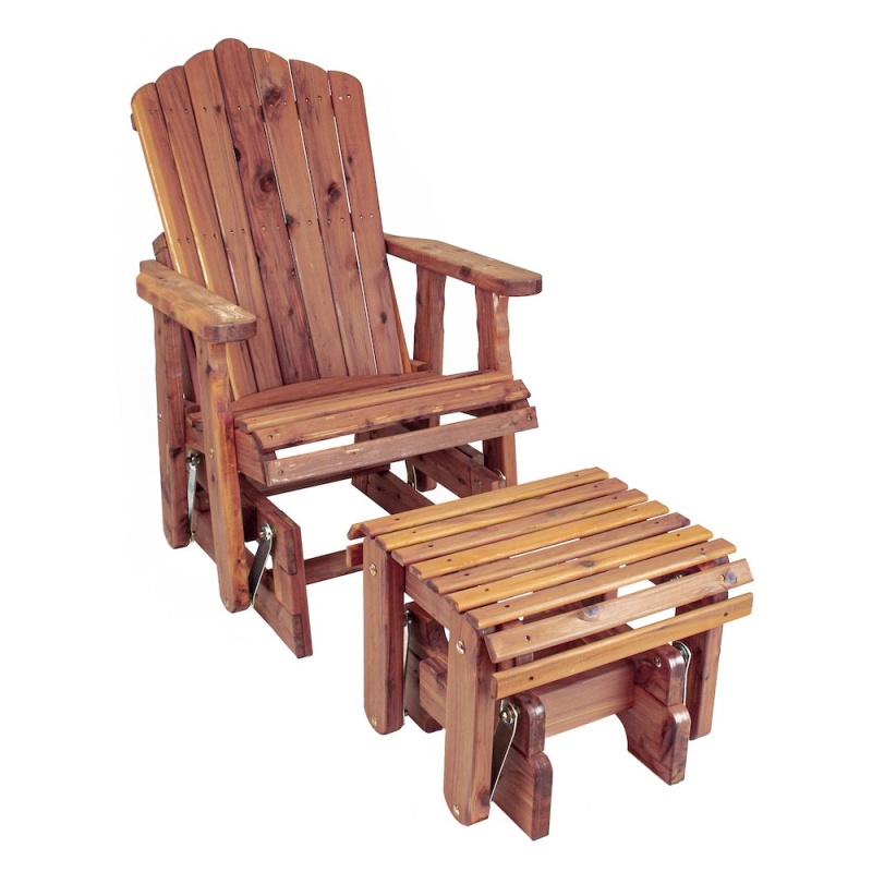 Cedar Adirondack Glider With Gliding Ottoman