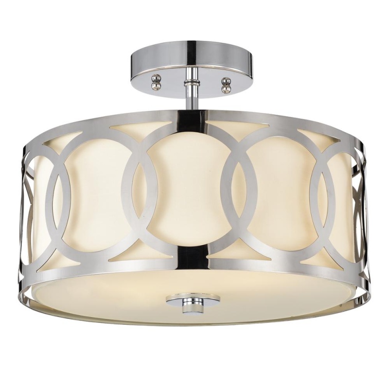 Chloe Lighting Bronx 2-Light Chrome Semi-Flush Ceiling Fixture