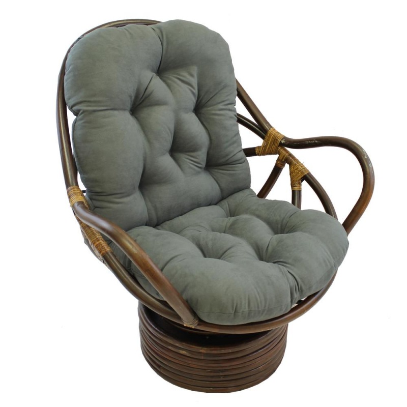Rattan Swivel Rocker With Micro Suede Cushion