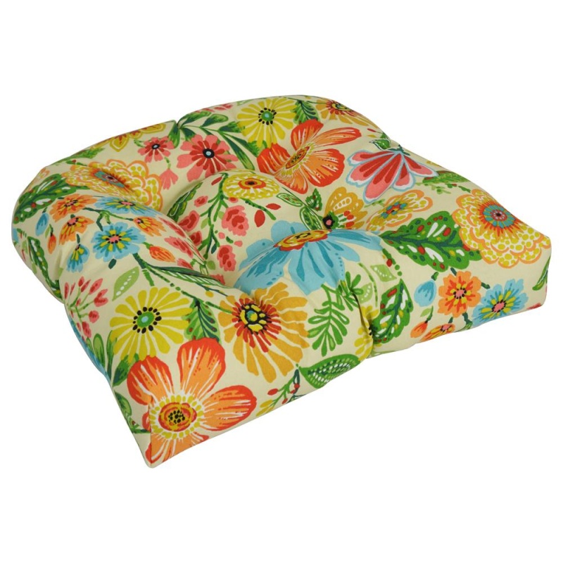 19-Inch U-Shaped Patterned Spun Polyester Tufted Dining Chair Cushion 93184-1Ch-Reo-60