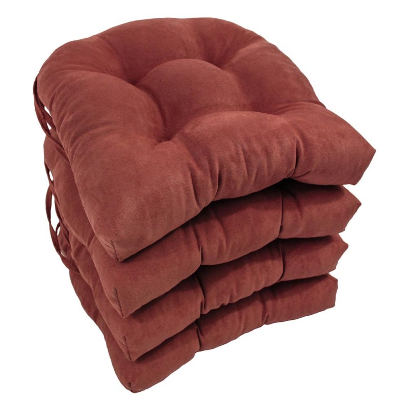 16-Inch Solid Micro Suede U-Shaped Tufted Chair Cushions (Set of 4)