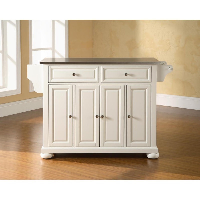 Alexandria Stainless Steel Top Full Size Kitchen Island/Cart White/Stainless Steel