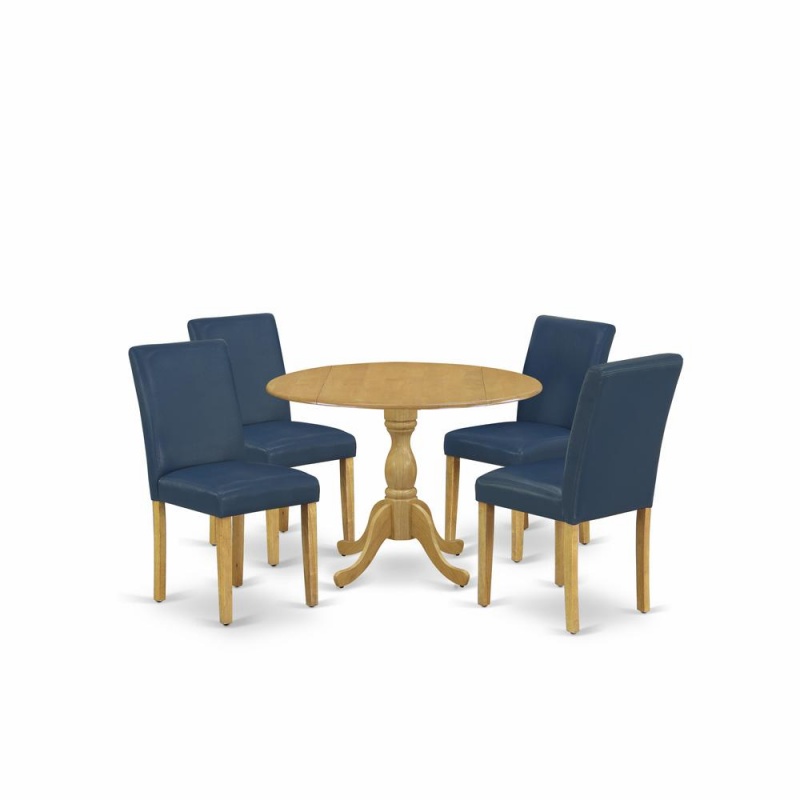 East West Furniture Oak 5 Piece Dining Table Set