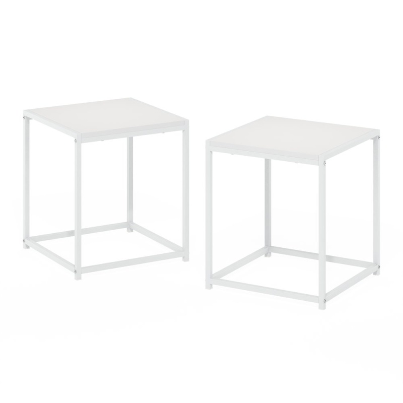 Camnus Modern Living End Table, Solid White/White, Set of 2