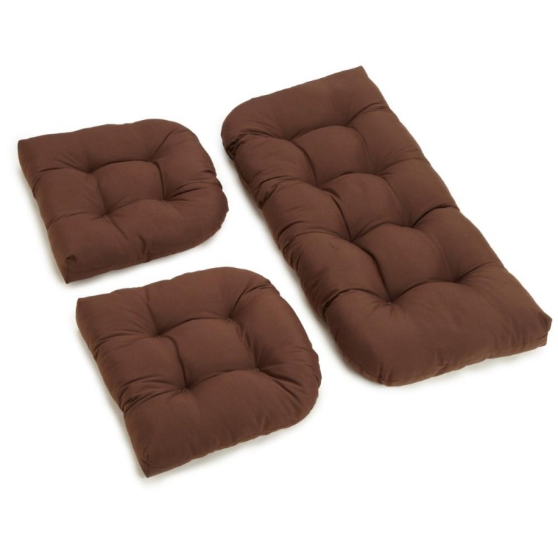 U-Shaped Twill Tufted Settee Cushion Set (Set Of 3)