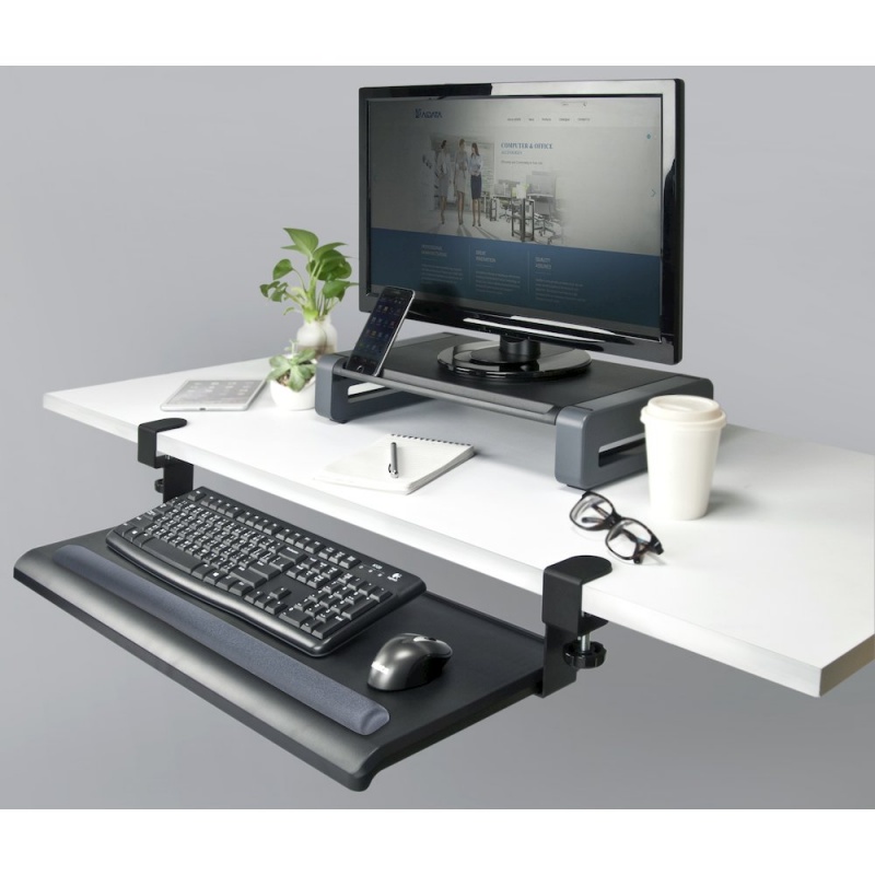 Desk-Clamp Keyboard Tray W/Gel Wrist Rest