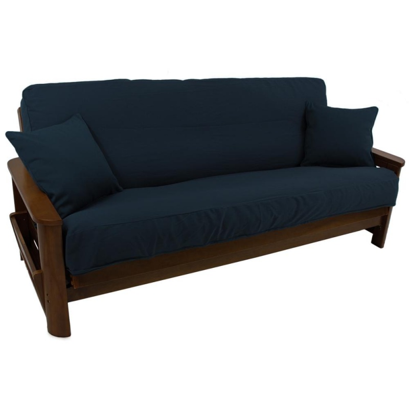 Solid Twill 8 To 9-Inch Full Futon Cover Set With Two 18-Inch Throw Pillows (Set Of 3)