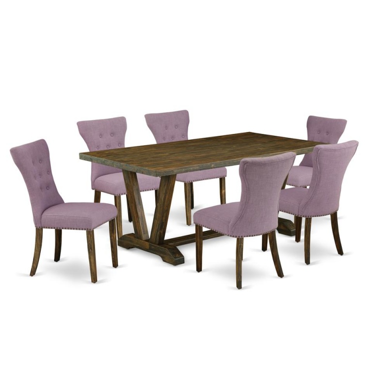 East West Furniture V777ga740-7 - 7-Piece Kitchen Table Set - 6 Parson Dining Room Chairs And Rectangular Table Hardwood Frame