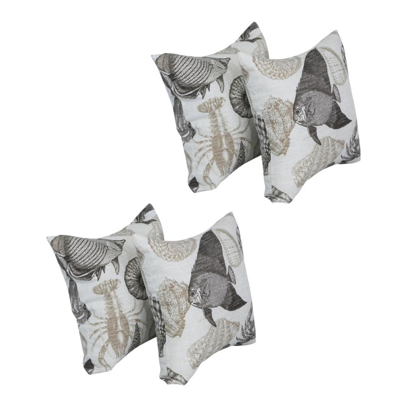 17-Inch Square Polyester Outdoor Throw Pillows (Set of 4)