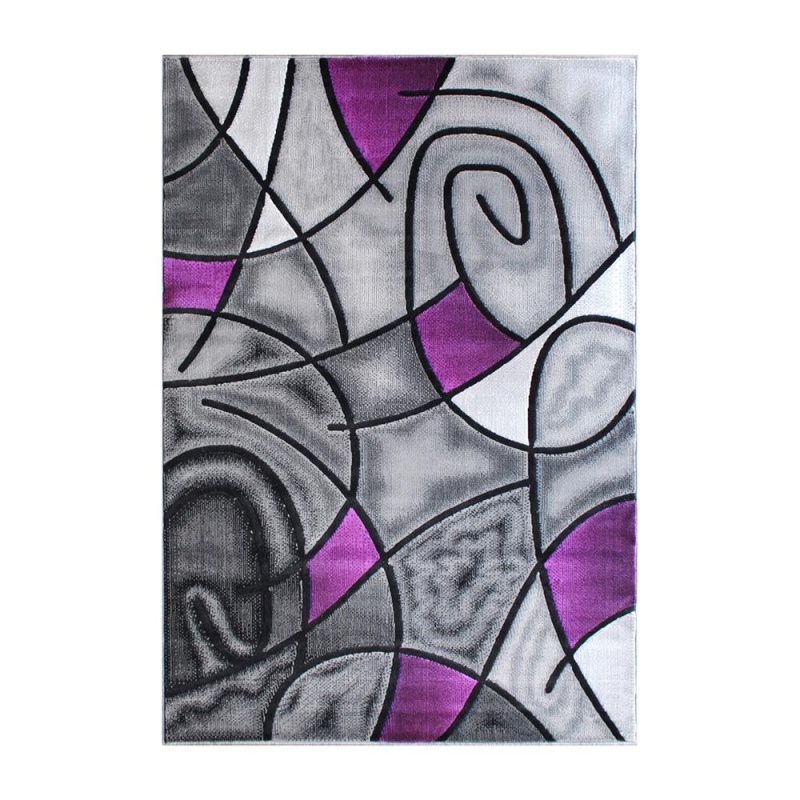 Jubilee Collection 8' X 10' Purple Abstract Area Rug - Olefin Rug With Jute Backing - Living Room, Bedroom, & Family Room