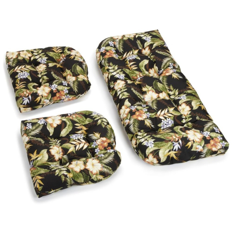 U-Shaped Spun Polyester Tufted Settee Cushion Set (Set Of 3)