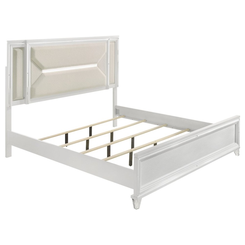 Marmore 64-Inch Queen Panel Bed Led Headboard White