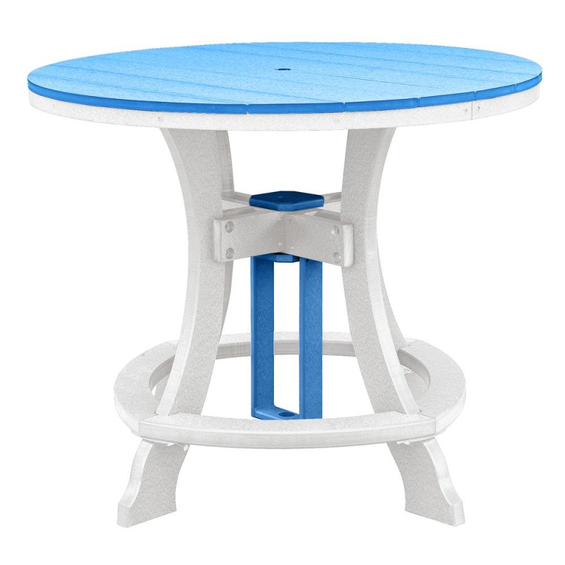 Os Home And Office Model 44R-C-Bw Counter Height Round Table In Blue With White Base