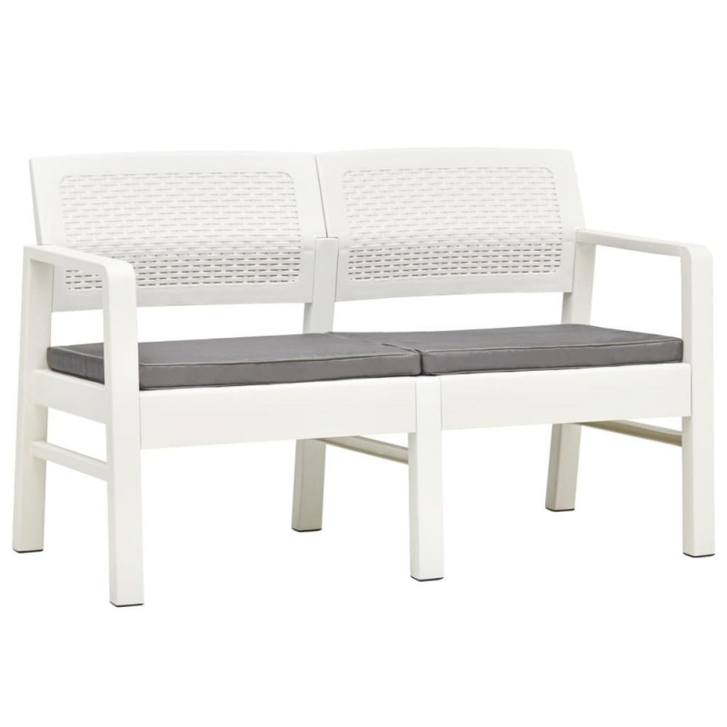 Vidaxl 2-Seater Garden Bench With Cushions 47.2" Plastic White 8821