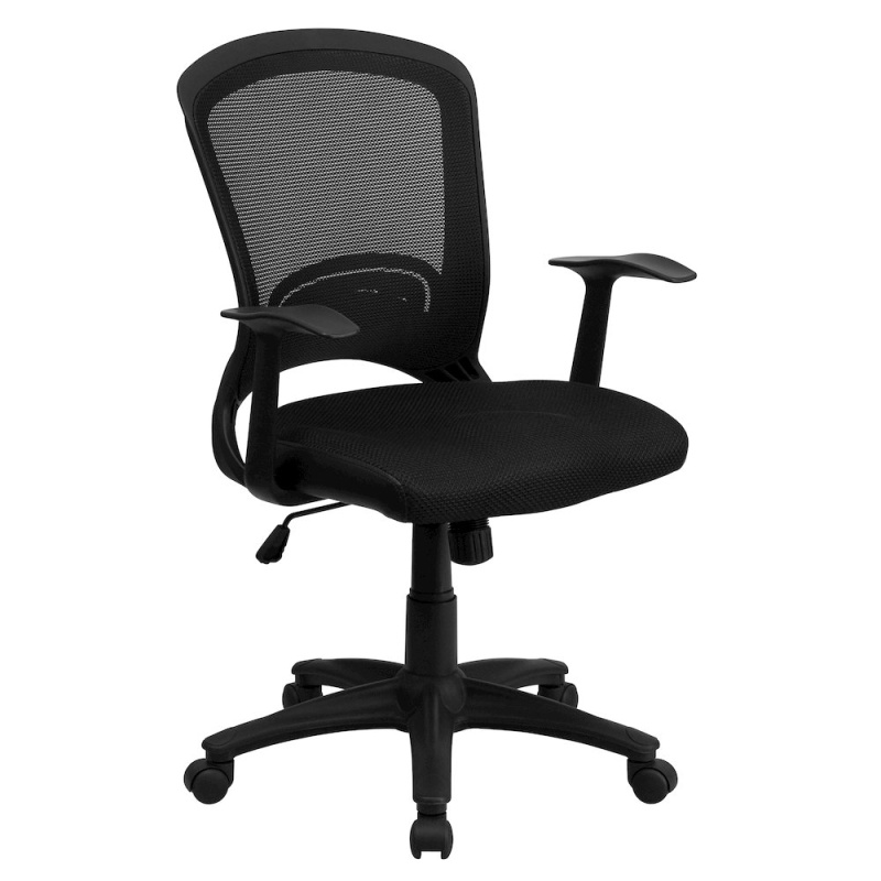 Flash Furniture Mid-Back Designer Black Mesh Swivel Task Office Chair With Arms