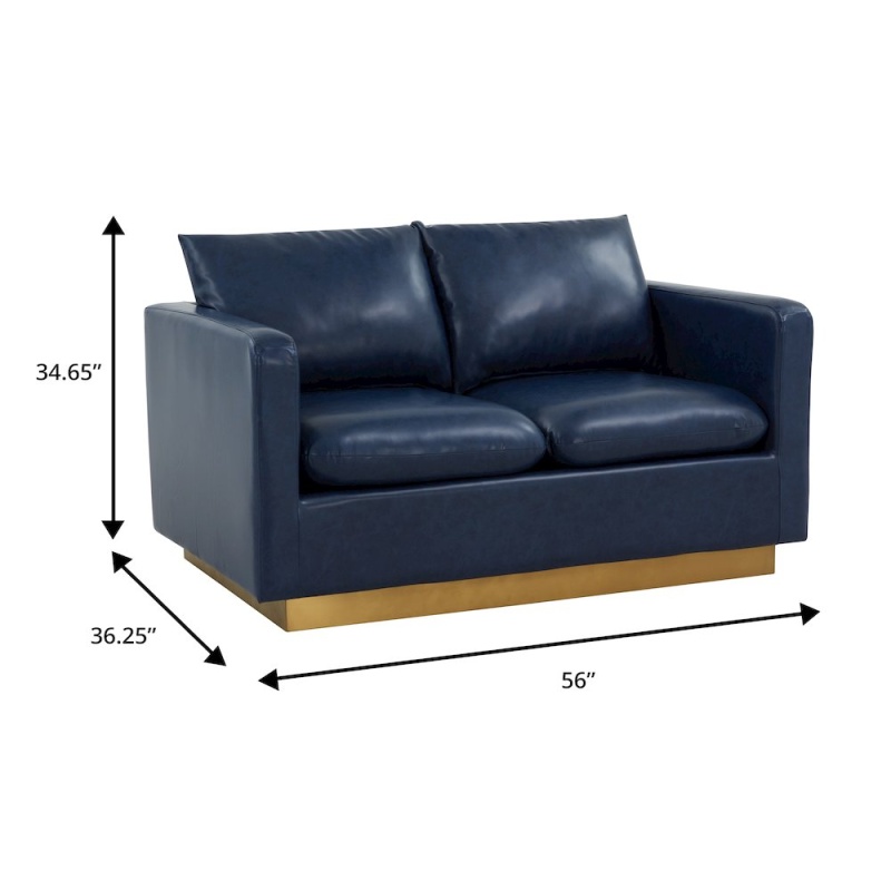 Nervo Modern Mid-Century Upholstered Leather Loveseat