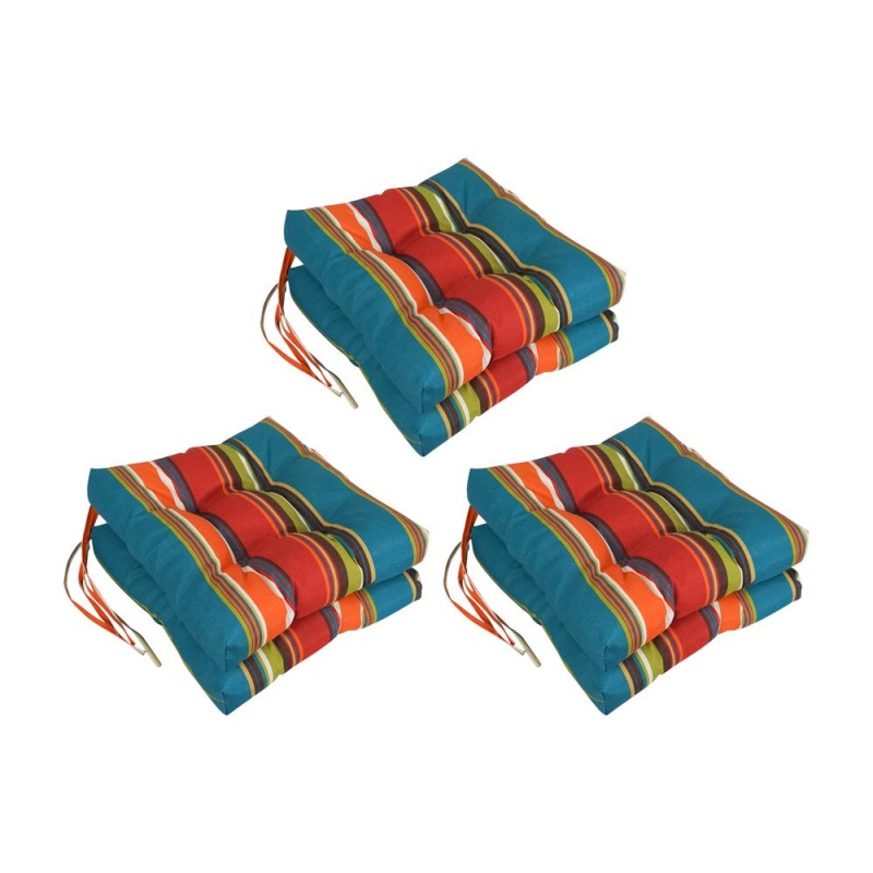 16-Inch Spun Polyester Patterned Outdoor Square Tufted Chair Cushion