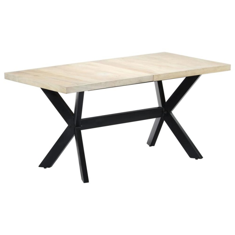 Vidaxl Dining Table White 63"X31.5"X29.5" Solid Mango Wood