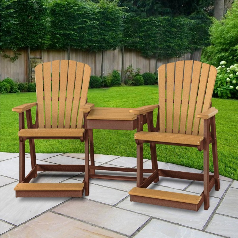 Os Home And Office Counter Height Settee Table Combo in Cedar