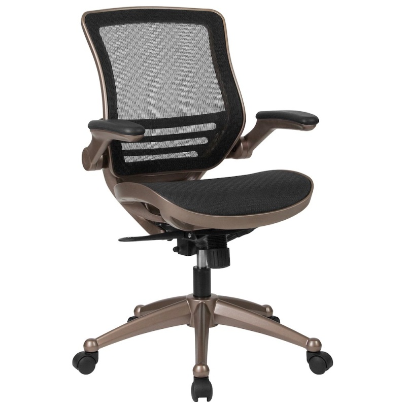Mid-Back Black Mesh Executive Swivel Office Chair with Melrose Gold Frame by Flash Furniture