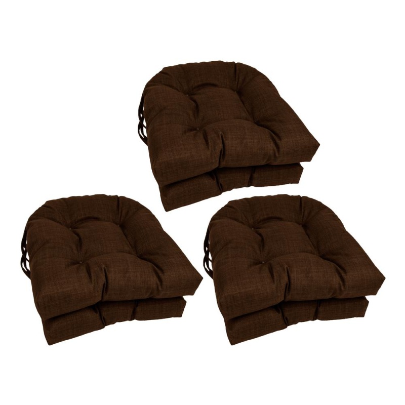 16-Inch Spun Polyester Solid Outdoor U-Shaped Tufted Chair Cushion