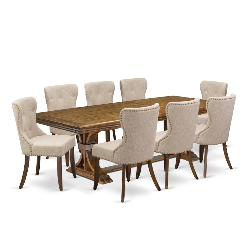 9 Piece Dining Table Set with 8 Dining Chairs