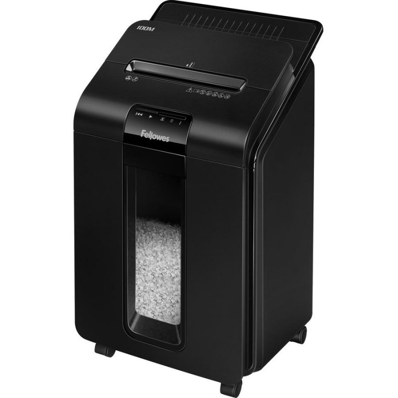 Fellowes Automax™ 100M Auto Feed Shredder - Non-Continuous Shredder - Micro Cut - 100 Per Pass - For Shredding Paper, Staples, Credit Card, Paper Clip - 0.156" X 0.391" Shred Size - P-4 - 8 Ft/m
