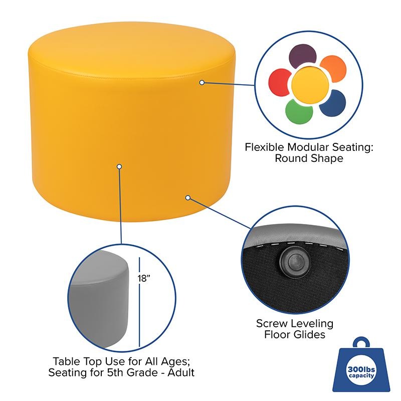 Large Soft Seating Collaborative Circle For Classrooms And Common Spaces - Yellow (18" Height X 24" Diameter)