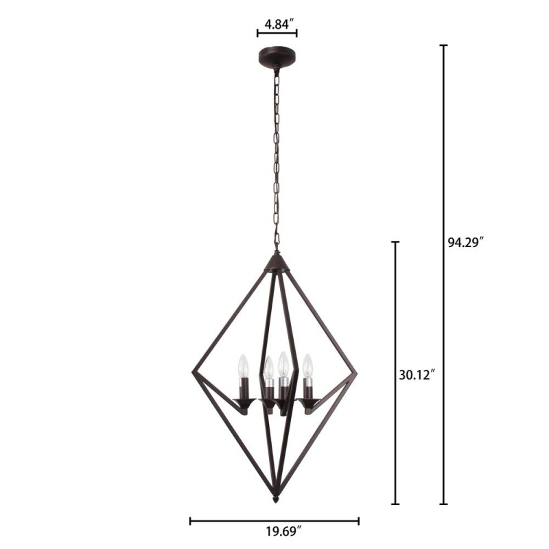 Kyra Transitional 4 Light Rubbed Bronze Ceiling Pendant 19.5" Wide