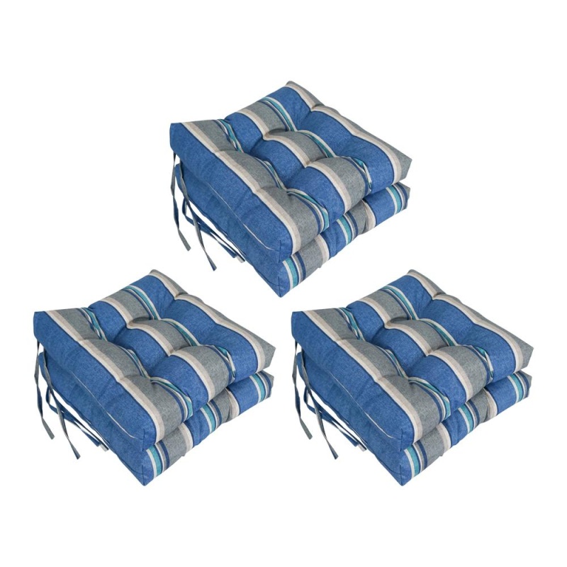 16-Inch Spun Polyester Patterned Outdoor Square Tufted Chair Cushion