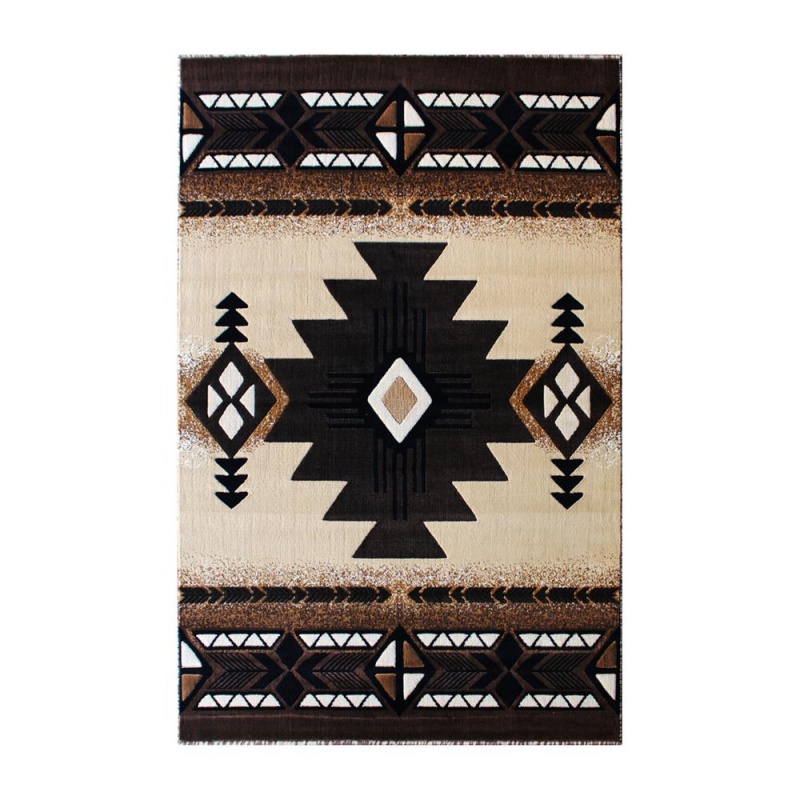 Mohave Collection 8' X 10' Brown Traditional Southwestern Style Area Rug - Olefin Fibers With Jute Backing