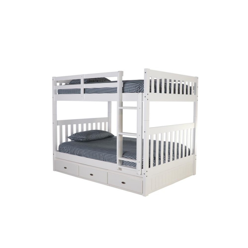 Os Home And Office Furniture Model Full Over Full Bunk Bed With Three Drawers In Casual White