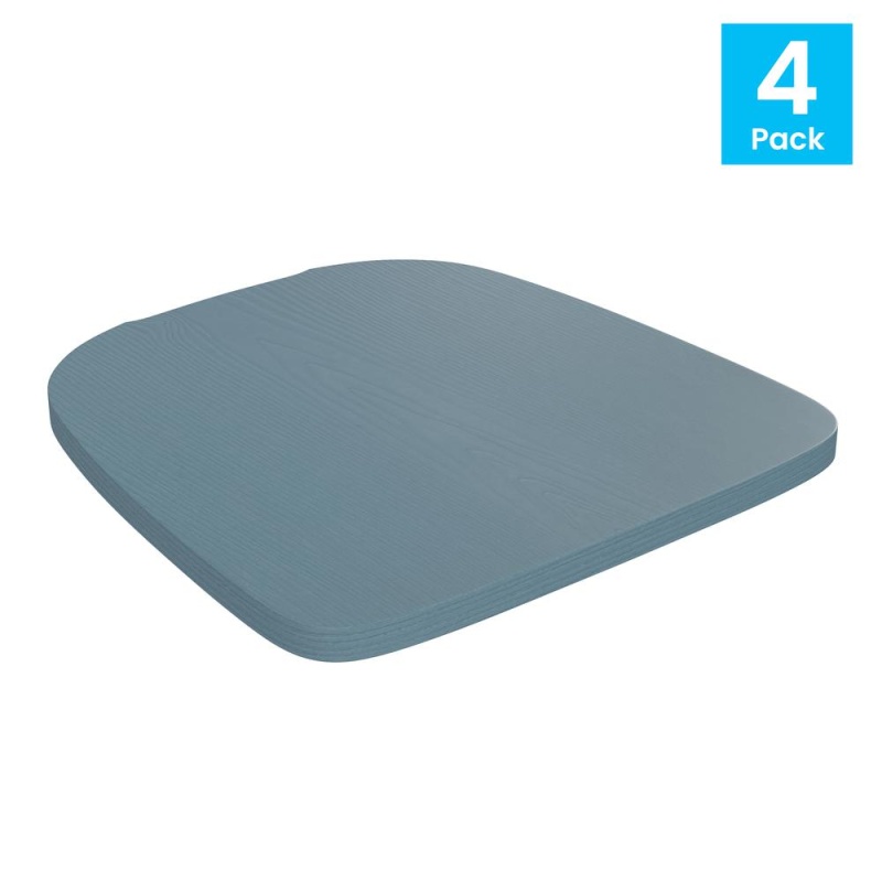 Perry Poly Resin Wood Square Seat With Rounded Edges For Colorful Metal Barstools In Teal-Blue