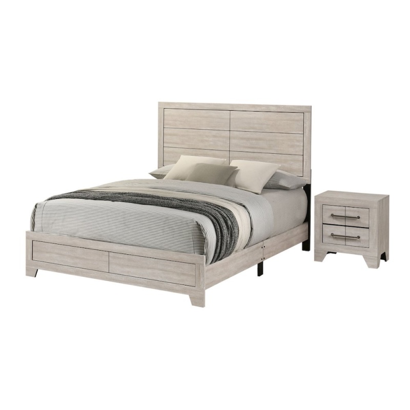 2Pc Queen Panel Bedroom Set in Rustic Gray Oak Color